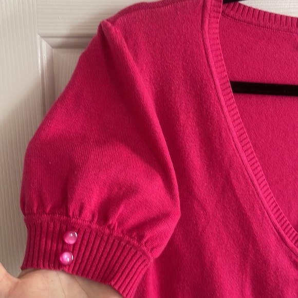 Cato hot pink puffed sleeve fitted pink blouse - Picture 3 of 5
